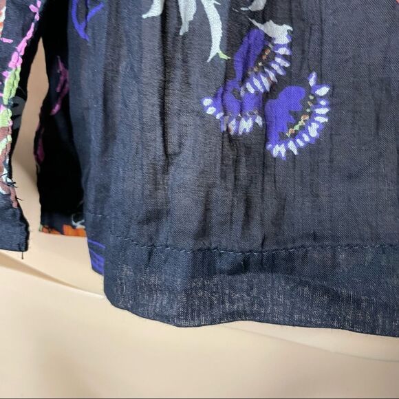 Free People Sweet Escape Floral Button Down Cropped Blouse Black Multi color Sm - Picture 13 of 14